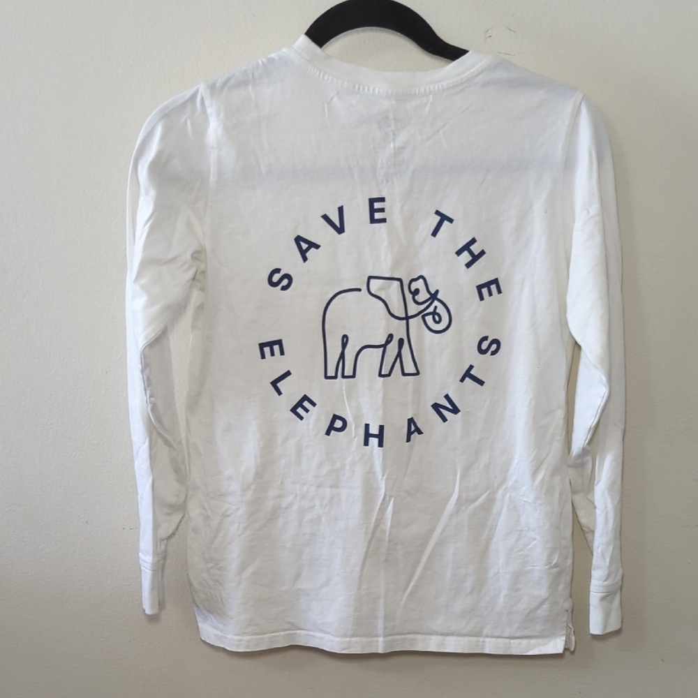 Ivory Ella Save the Elephants T-shirt White Long Sleeve 100% Cotton Size XXS